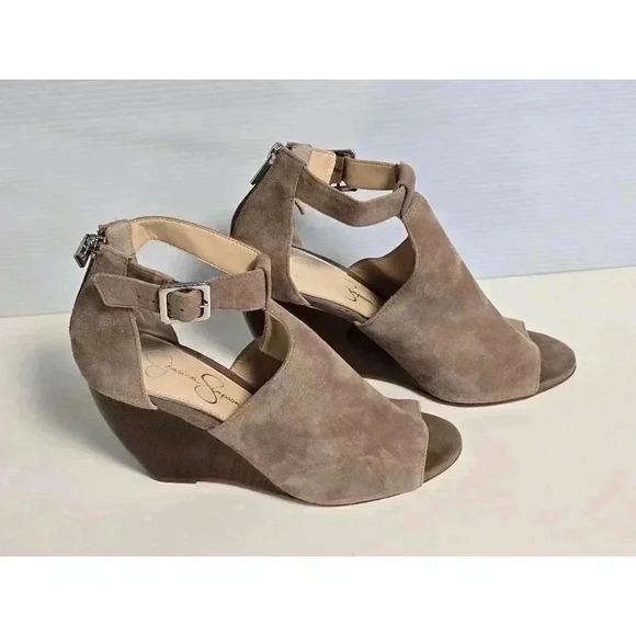 Women's Jessica Simpson Wedge Sandals, Size 8.5, Taupe - Picture 4 of 10